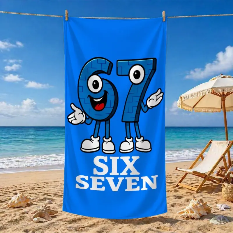 Blue Cartoon Beach Towel, Ultra-Fine Fiber, Soft Absorbent, Quick-Dry, Reusable, Ideal for Summer Travel, Pool, Outdoor Activities, Reusable Polyester Towel