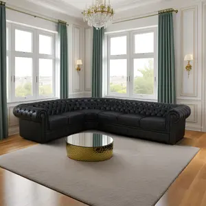 88" Black Cow Top Leather 3-Piece Living Room Sofa Set - Premium Genuine Leather, Sturdy Construction, Timeless Luxury for Modern Home