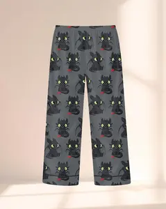 Cute Dragon Pajama Pants Unisex, Toothless Print Wide Leg Lounge Bottoms, Soft Comfy Sleep Pants Women Men, Casual All Season Night Fury PJs
