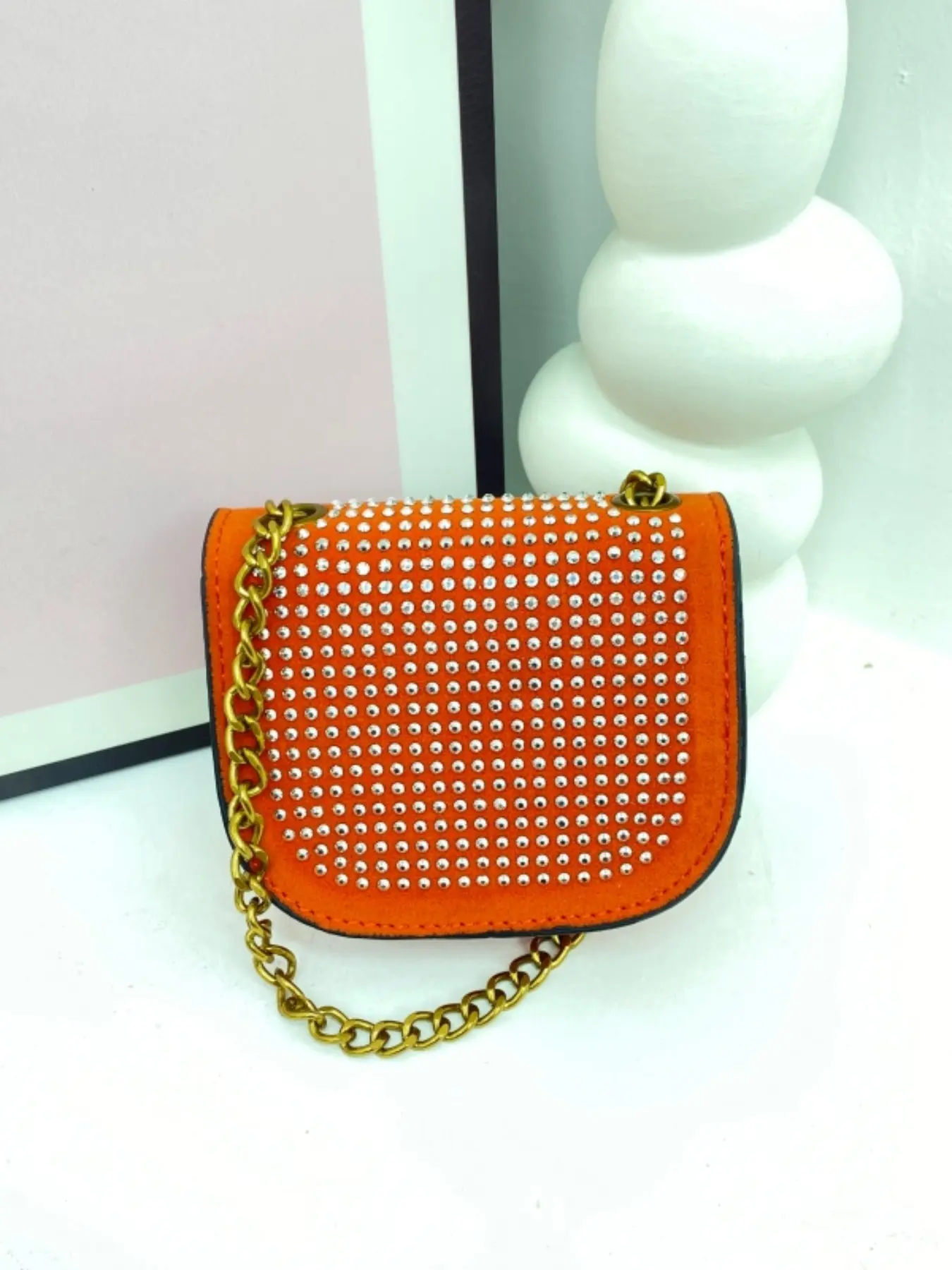 Elegant Rhinestone Crossbody Shoulder Bag, Casual Plain Design 