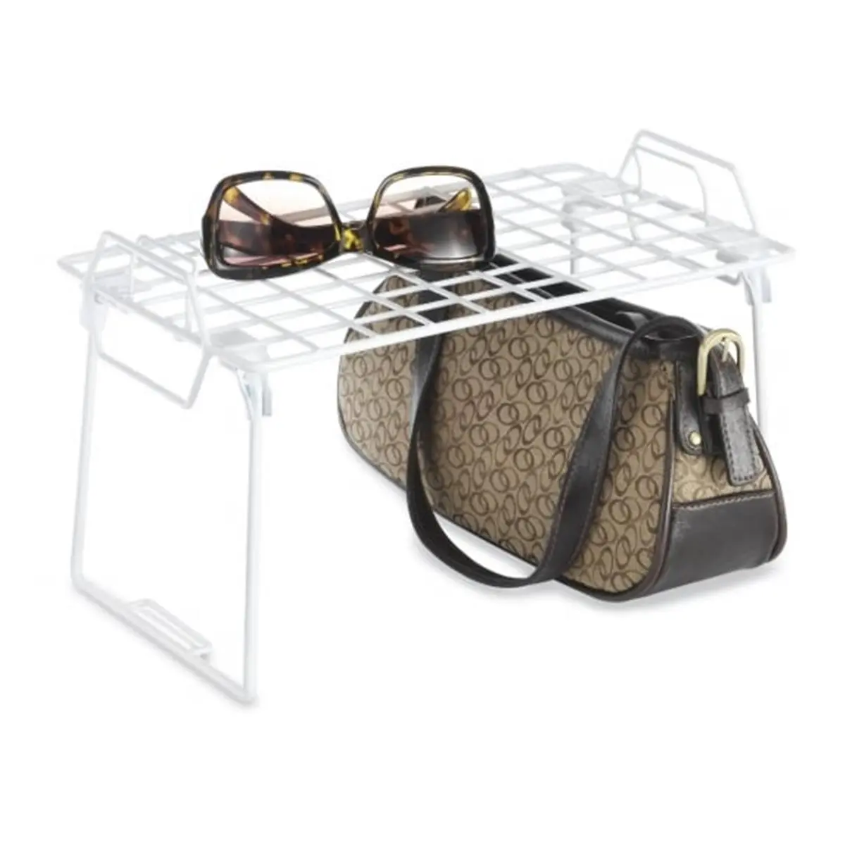 Whitmor 6023-3812 White Grid Small Stacking Shelf - Interlocking Stackable Shelving & Storage Racks, Freestanding Organizer, Easy to Stack, 0.95 lbs