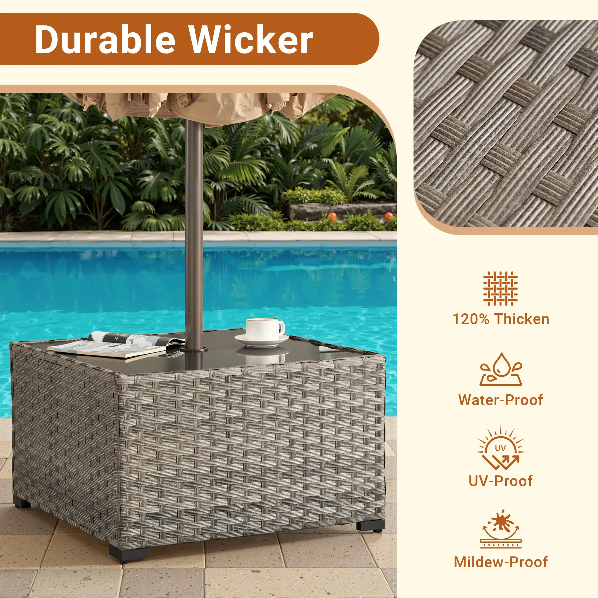 30" Square Umbrella Hold Table BBR