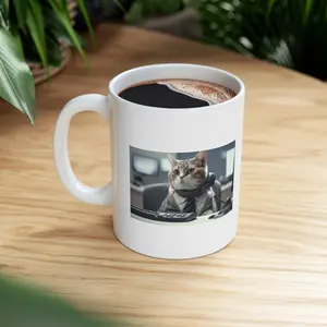 Cat Working in Office Mug Funny Work Meme Coffee Cup for Men Women | Cute Office Cat Ceramic Coffee Tea Mug | Coworker Office Humor Gift Idea | Funny Work From Home Desk Mug Birthday Christmas Gift | Trendy Viral TikTok Cat Meme Mug Gift