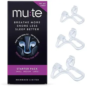 Mute Nasal Dilator for Snore Reduction - Anti-Snoring Aid Solution - Improve Airflow - Comfortable Nose Vents, Breathing Aids for Better Sleep - Stocking Stuffers for Men (Starter, 3-Pk)