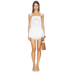 self-portrait White Embroidered Playsuit in White