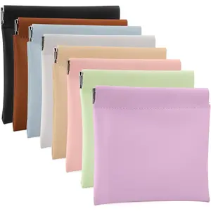 8PCS Mini Makeup Bag Automatic Closing Makeup Bag Portable Storage Bag Small Women's Leather Pouches Fashion Accessories