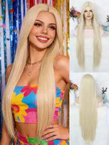 Long Light Straight Parting Wig, Natural Drape, Realistic High Temperature Fiber, Versatile Women's Cosplay Party Daily Wear, Synthetic Wigs
