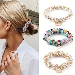1pc Item was returned to sender Hair Band White Elastic Hair Band Imitation Pearl Beaded Hair Rope Bead ponytail Women's and Girls' Hair Accessories