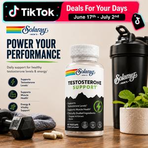Solaray Testosterone Support for Men — Tesnor + Tongkat Ali + Zinc — Daily Vitality Stack