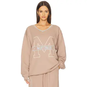 The Mayfair Group Mayfair Angels V Neck Sweatshirt in Taupe