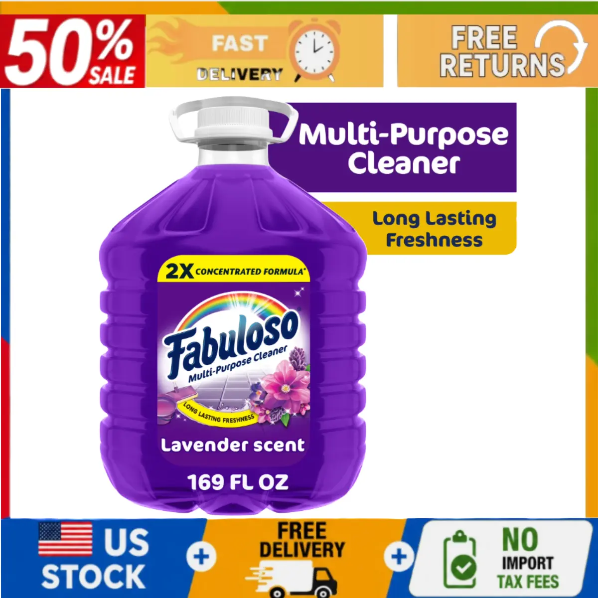 Fabuloso Multi-Purpose Cleaner Lavender Scent 169 oz - All Surface Floor & Household Liquid Cleaner