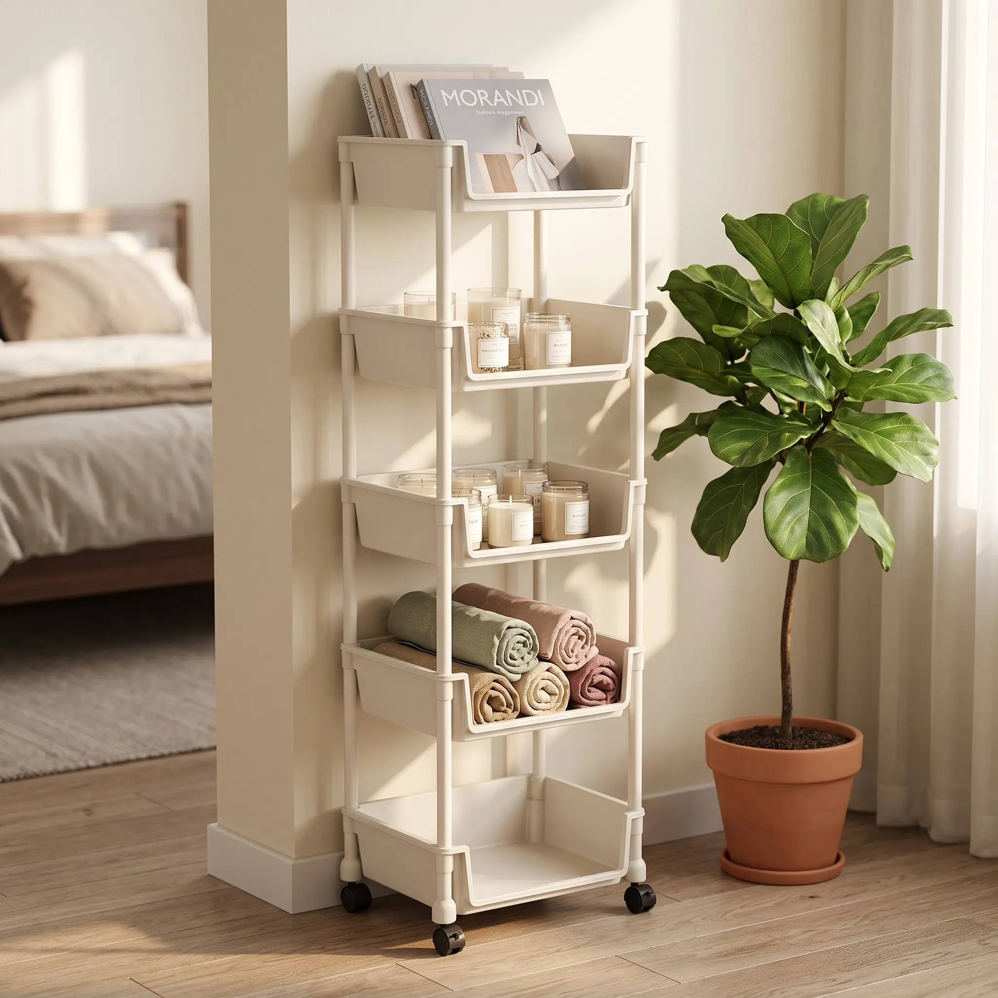 #Rolling  Cart with Wheels, Multi-Layer Adjustable Freestanding Shelf, Space Saving Plastic Organizer, Portable Easy Install  Unit for Kitchen Bathroom Bedroom Living Room - Memorial Day Deals & Memorial Day Sale storag