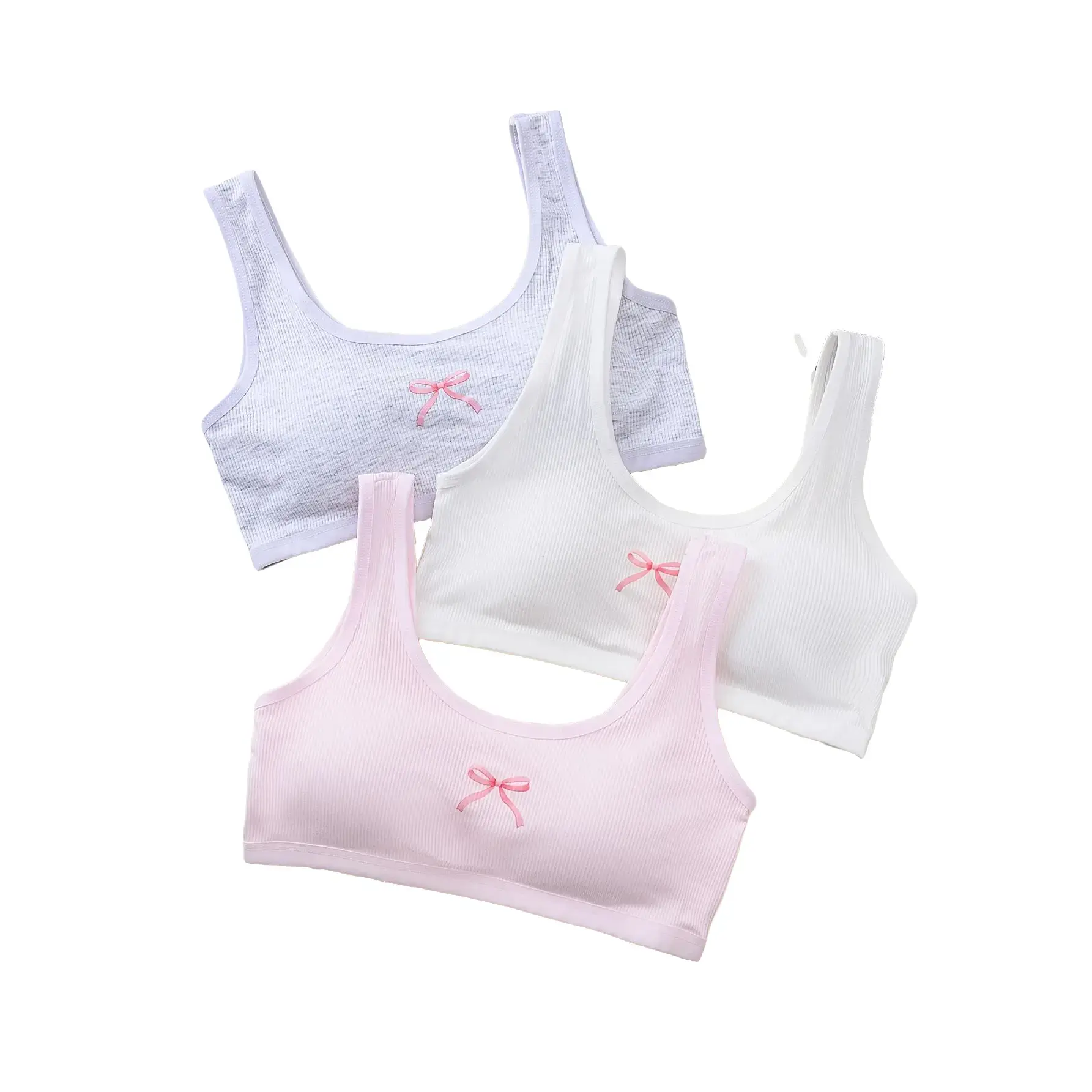 Girls' Training Bras 3pcs Set with Non-Removable Pads, Camisole Underwear for 9-12 Year Old Girls