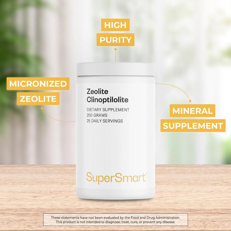 Supersmart - Zeolite Clinoptilolite Powder (High Purity) - ZCm Detox Mineral Supplement | Non-GMO & Vegan - Gluten Free - 250 g