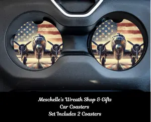 Airplane American Flag Car Coasters - Upgrade Your Car Interior with Stylish and Functional Car Coasters