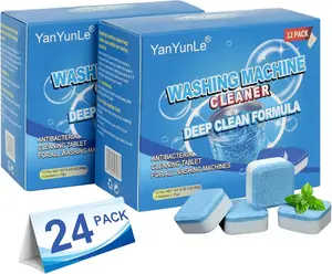 BOGO! 24 PCS Washing Machine Cleaner (Buy 1 Get 1 Free, 12 Tabs/Pack) – Deep Cleaning Descaler & Deodorizer for HE Front/Top Loader, Septic Safe & Eco-Friendly
