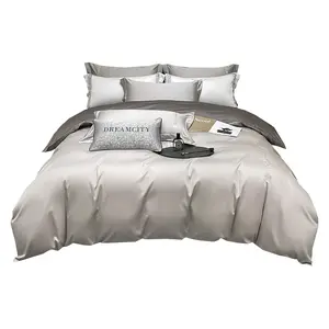 Class A Maternal Infant Ice Silk 4 Piece Bedding Set Summer Washable Silk Bed Sheet Fitted Sheet Duvet Cover 3 Piece