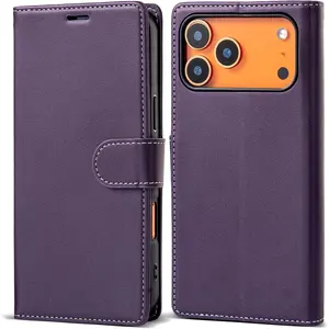 Wallet Case for iPhone 17 pro with Credit Card Holder,PU Leather Folio Flip Kickstand Protective Shockproof Cover for Apple 17 pro Phone Case (Purple, for iPhone 17 Pro - 6.3'')