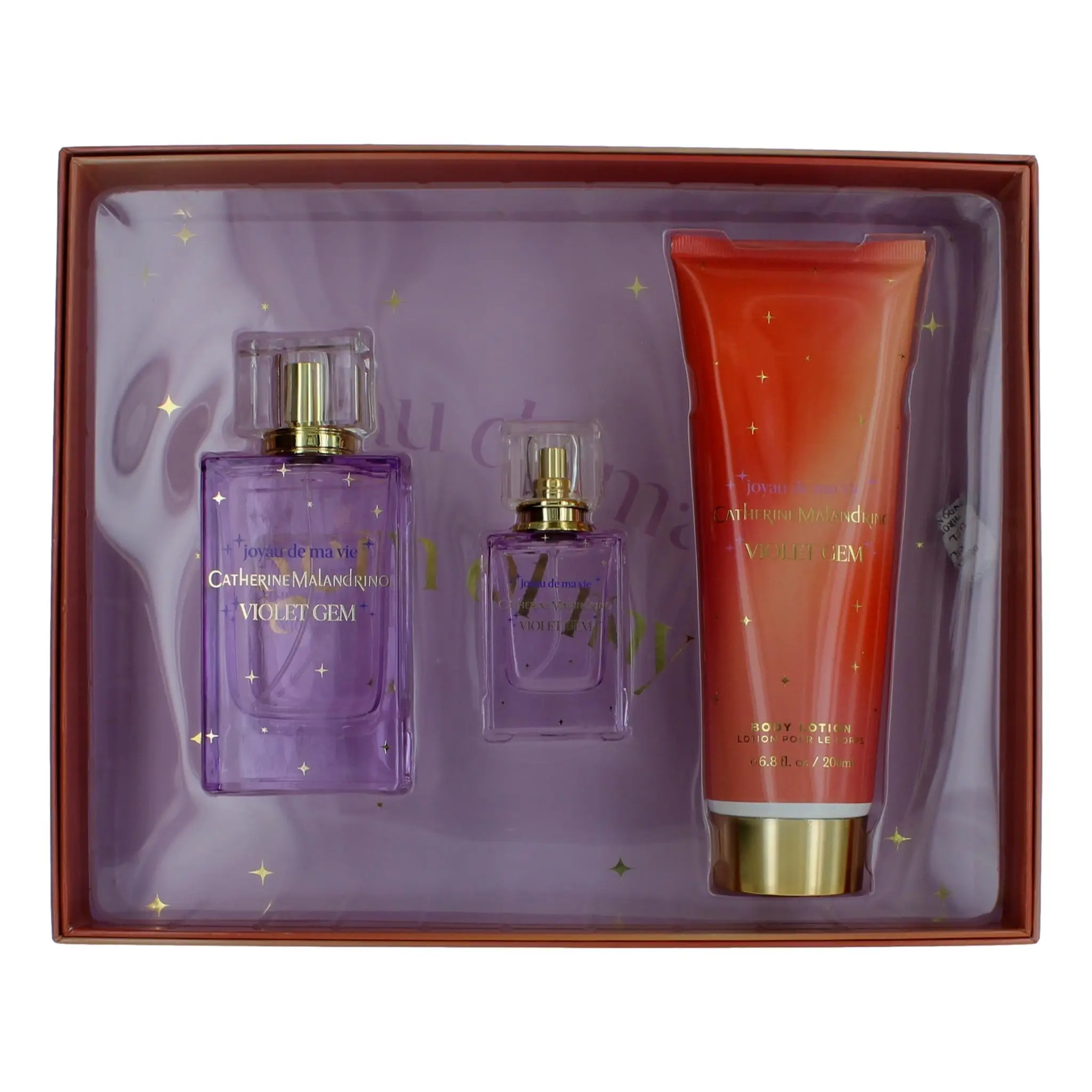 Violet Gem by Catherine Malandrino, 3 Piece Gift Set for Women, Lotion, Fragrance Sets, Coconut Milk, Edp, Three Pieces