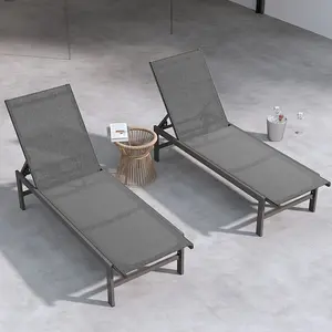 WOAJNQO Aluminum Chaise Lounge Chair Outdoor Set of 2,Pool Lounge Chair with Adjustable 5-Position Recliner,Full Flat Tanning Chair,Rust-Resistant Patio Lounge Chair for Lawn,Pool, Beach,Garden outdoor patio adirondack  chair balloon  lawn chairs  for