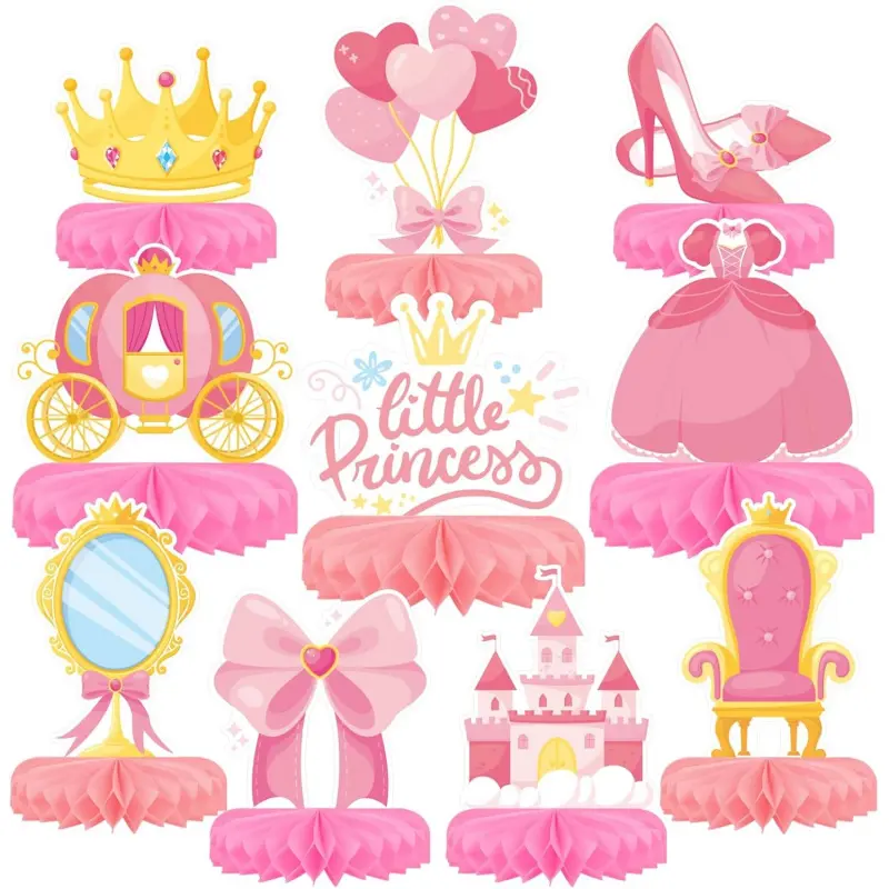 Princess Birthday Party Supplies - Princess Themed Honeycomb Centerpiece ,Table Decorations for Princess Themed Birthday Party Decorations
