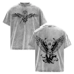 Archangel Victory Vintage Washed Oversized T-Shirt – Divine Warrior Angel Tee