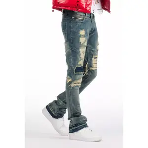 Foreign Medium Blue Wash Stacked Flare Jean