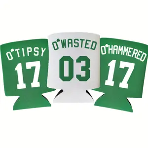 Custom St. Patrick's Day Coolies, O'Tipsy O'Wasted O'Hammered, St. Paddy's Day Party Gift, Drinkware Accessory for Regular Cans