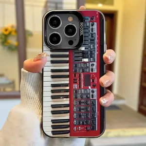 Red keyboard instrument pattern, anti drop, anti slip large hole lens phone protective case, suitable for iPhone 17 16 15 14 13 12 11 XS X and other series models, can be given as a gift to friends or family