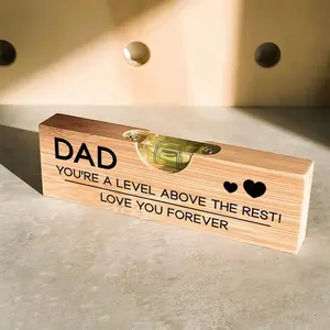 Bamboo Level Tool with Bottle Opener, Personalized Dad Gift, Engraved Quote Handyman Level & Beer Opener for Father's Day Birthday
