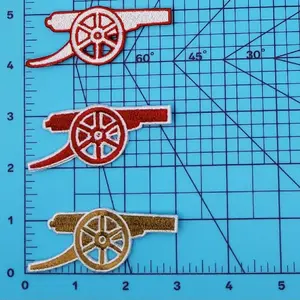 Embroidered Iron-On Cannon Patches-3"
