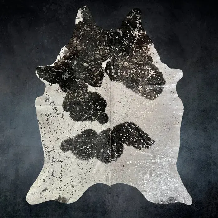 Extra Large Metallic Cowhide Rug Size 7x 8.2 ft ---5306