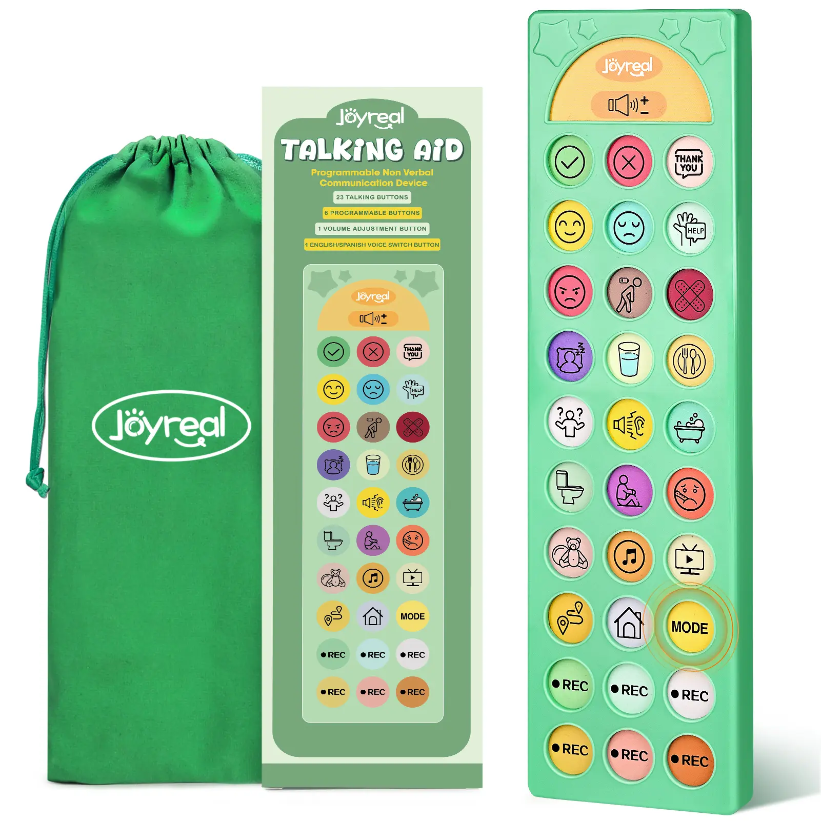 Joyreal Bilingual AAC Device for Autism Non Verbal Communication Tools for Speech Therapy & Stroke Rehab Autism Talking Aids with 6 Programmable Buttons & Adjustable Volume for Kids & Adults EN/ES Voice Switch