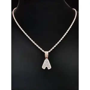Sparkling Cubic Zirconia Letter Pendant Necklace, Personalized Alphabet Initial Necklace Women Fashion Jewelry Birthday Gift