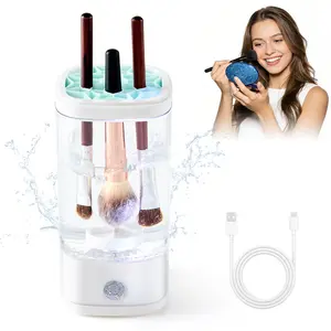 Portable Electric Makeup Brush Cleaner Machine Multi-Functional Automatic Spinning Cosmetic Brush Washer for Deep Cleaning All Size Brushes & Makeup Sponges for Artists & Enthusiasts Gift for Women