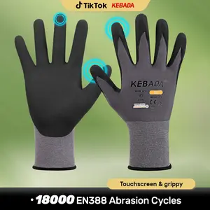 6 Pairs Kebada Nitrile Coated Work Gloves, Touchscreen Working Gloves for Gardening, Package Handling
