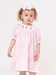 Hoppy Bunnies Smocked Ruffle Dress