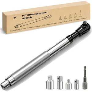 1/2" Offset Extension Wrench for Electric &  Tools - High-Torque Socket Adapter with 3/8" & 1/4" Extensions for Tight Spaces, Narrow Engine Compartments, and Angled Repairs