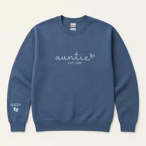 Embroidered Auntie Sweatshirt with Kids Name, Custom Aunt EST Crewneck, Favorite Aunt Shirt, Cool Aunts Club, Gift for Aunts, Gift for Mother Day Birthday