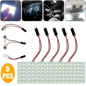 5 Pack Super Bright White 48SMD LED Panel Light, T10 BA9S Festoon Car Interior Dome Map Reading Bulb Lamp
