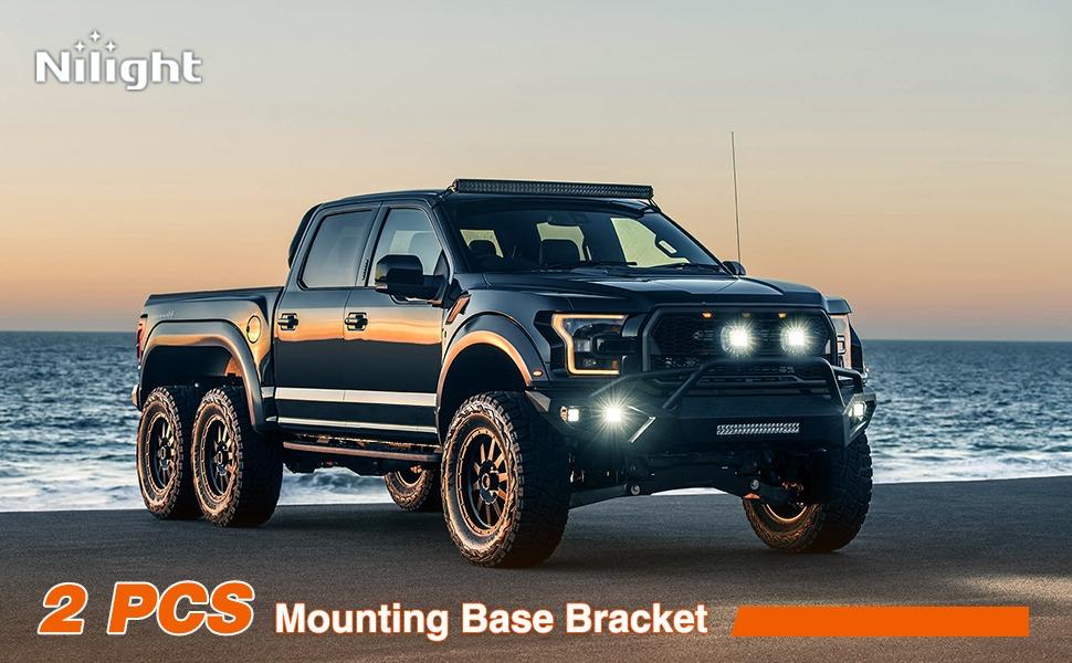 Nilight 2PCS Mounting Base Bracket LED Light Bar Slide Mount Bracket 2 Years Warranty (90034B),Black