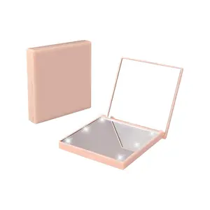 Travel Mirror with Light Compact Makeup Mirror with 6 LED Lights, Folding Pocket Lighted Compact Mirror for Purse Gift for Women Travel Hand Mirror