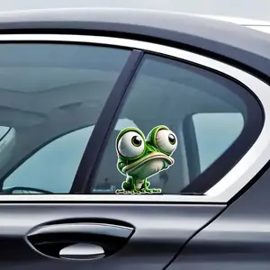 2-Pack 3D Cartoon Big Eye Frog Vinyl Stickers - Waterproof, Durable, Scratch-Resistant Peel-and-Stick Decals - Car Exterior Accessories for Laptops, Walls - Cute Aesthetic Decor for Kids, Teens