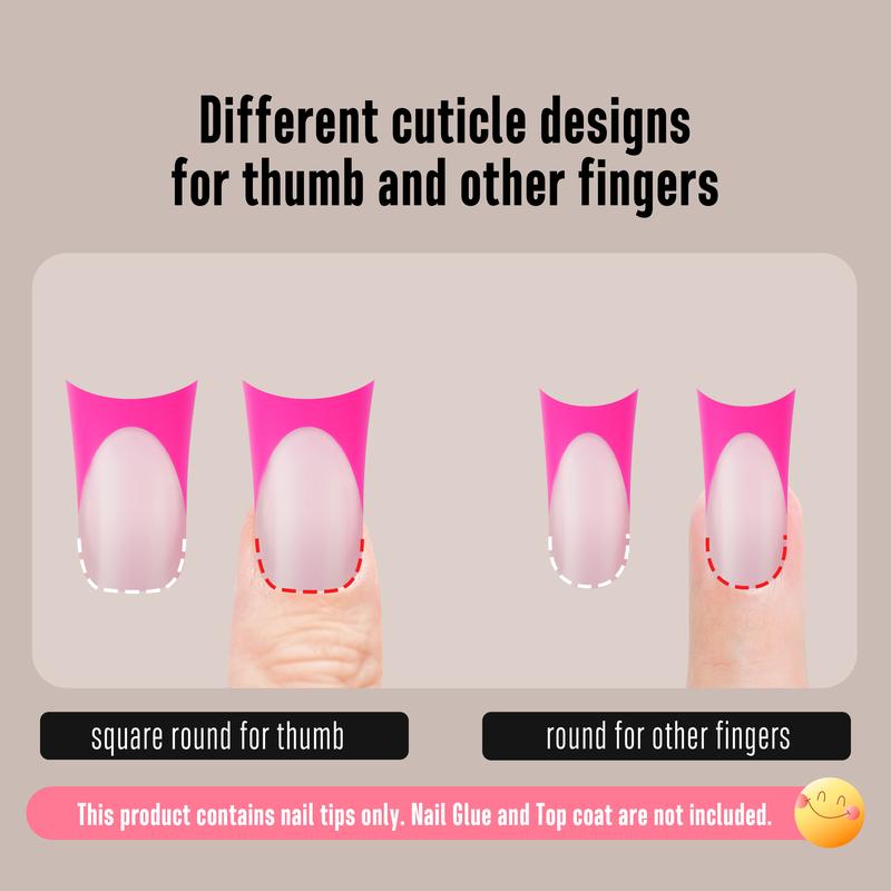 NOVO OVO French Tip Duck Feet Nail Tips 5 Mix Color Full Cover for Press on Acrylic with Moon Curve, Need Top Coat and Builder Gel, Thick Medim Soft Gel Fake False Nail Extension X 15 Sizes 150 Pcs【NO GLUE ,TOP COATAND LAMP INCLUDED】