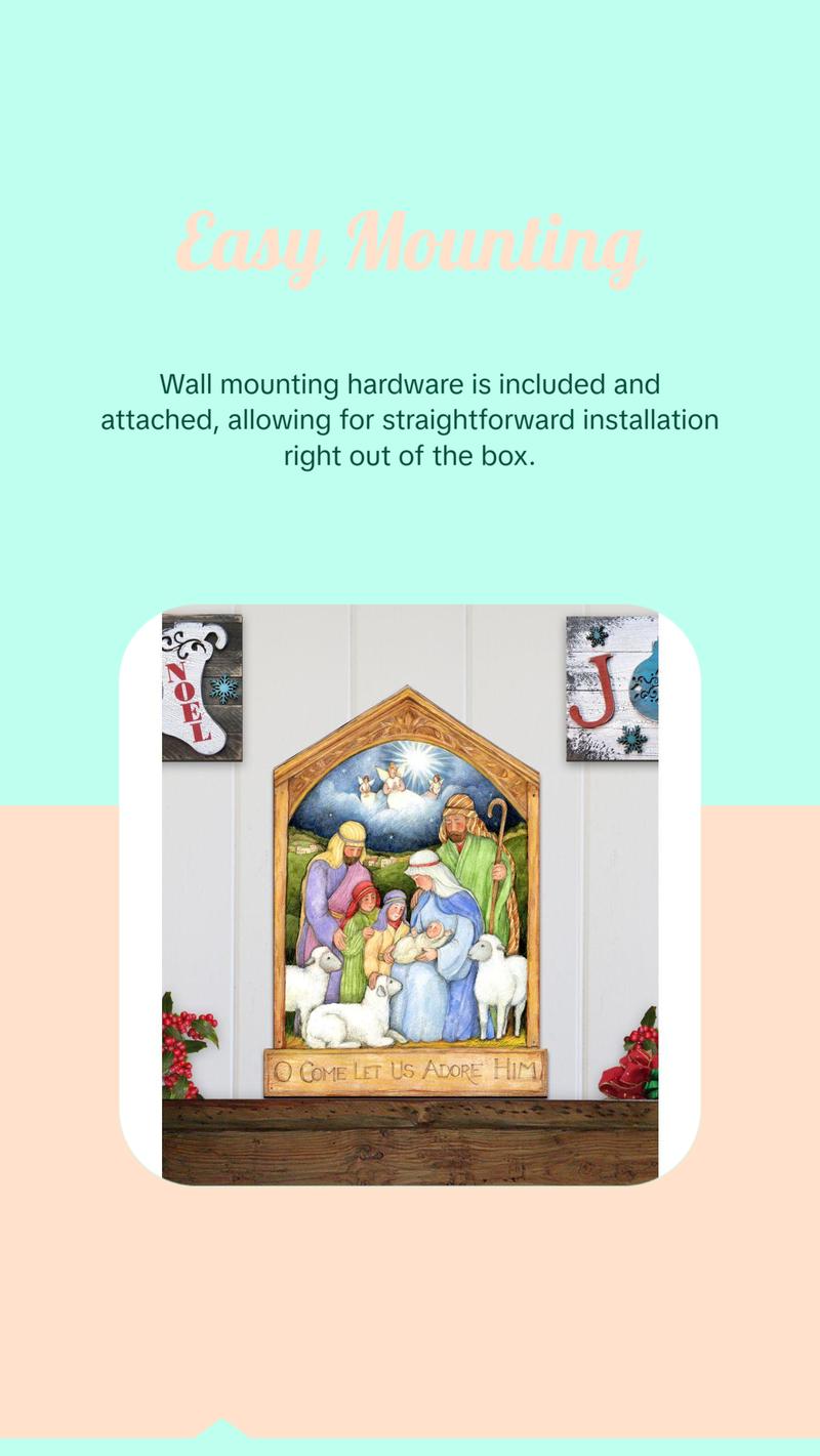 Holy Family Nativity Door Decor by Susan Winget - Nativity Holiday Decor - 8471112H-SW