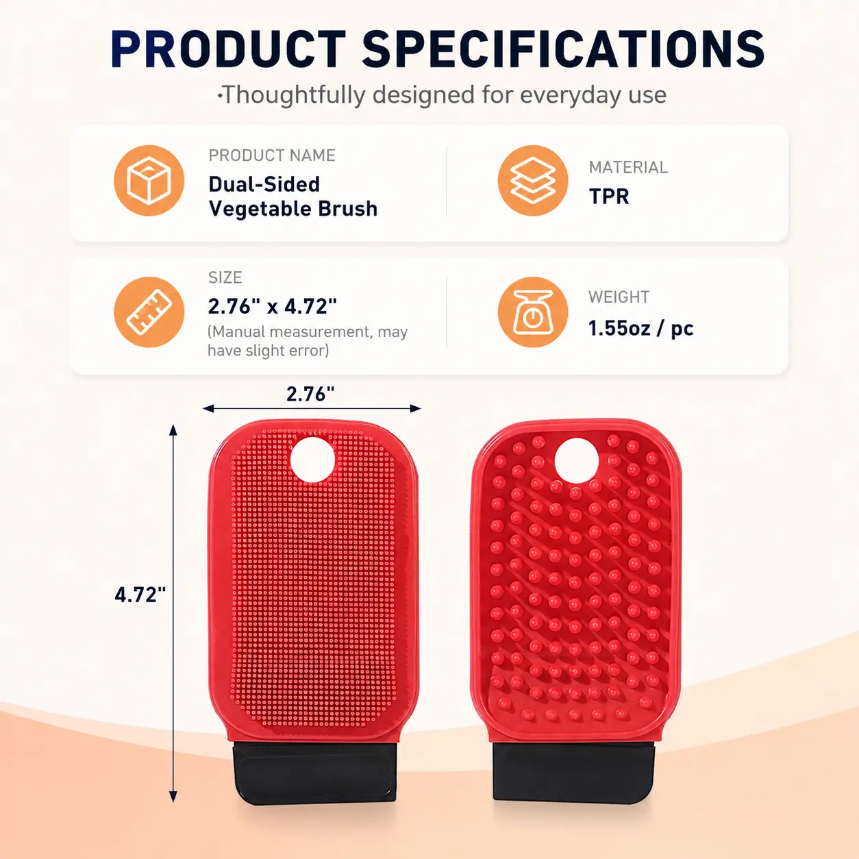 Silicone Dish Scrubber Brush with Scraper - 3-in-1 Lightweight, Comfortable Camping-Ready Kitchen Cleaning Tool, Non-Scratch Dual-Side Clean for Dishes, Everyday Use with Hanging Design