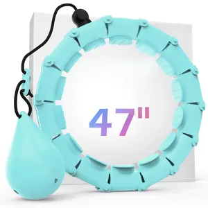 Weighted  Circle 47" with 24 Detachable Links for Adults Fitness Adjustable Hoop Plus Size Smart Exercise Equipment Home Gym Kit Eco-Friendly ABS Material