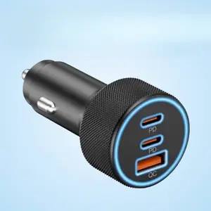 USB-C Car Charger, 3 Ports, 67W, Dual USB-C and USB-A Car Power Adapter, PD Car Charger
