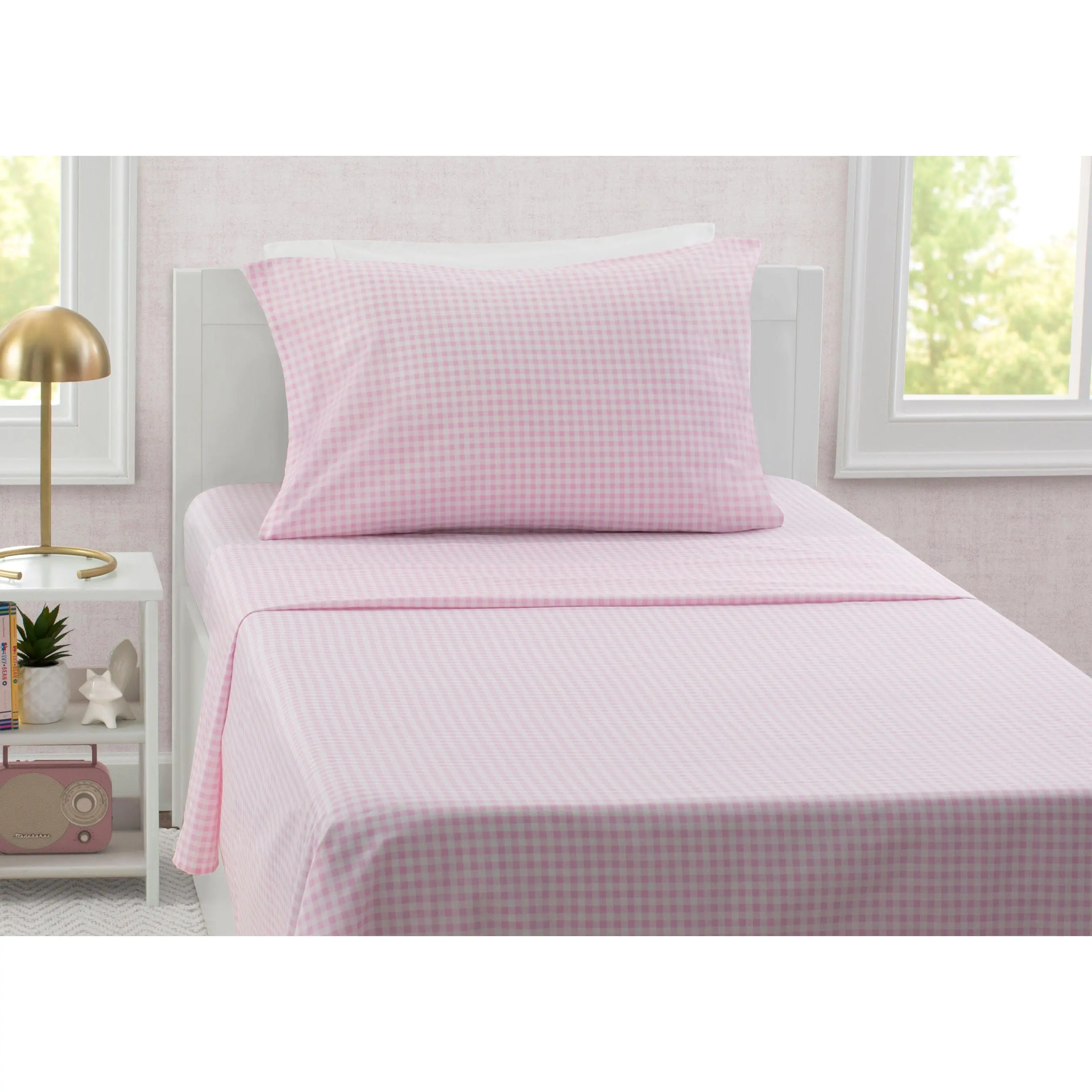 Pink Gingham 3-Piece Twin Sheet Set Pink Gingham 3-Piece Twin Sheet Set