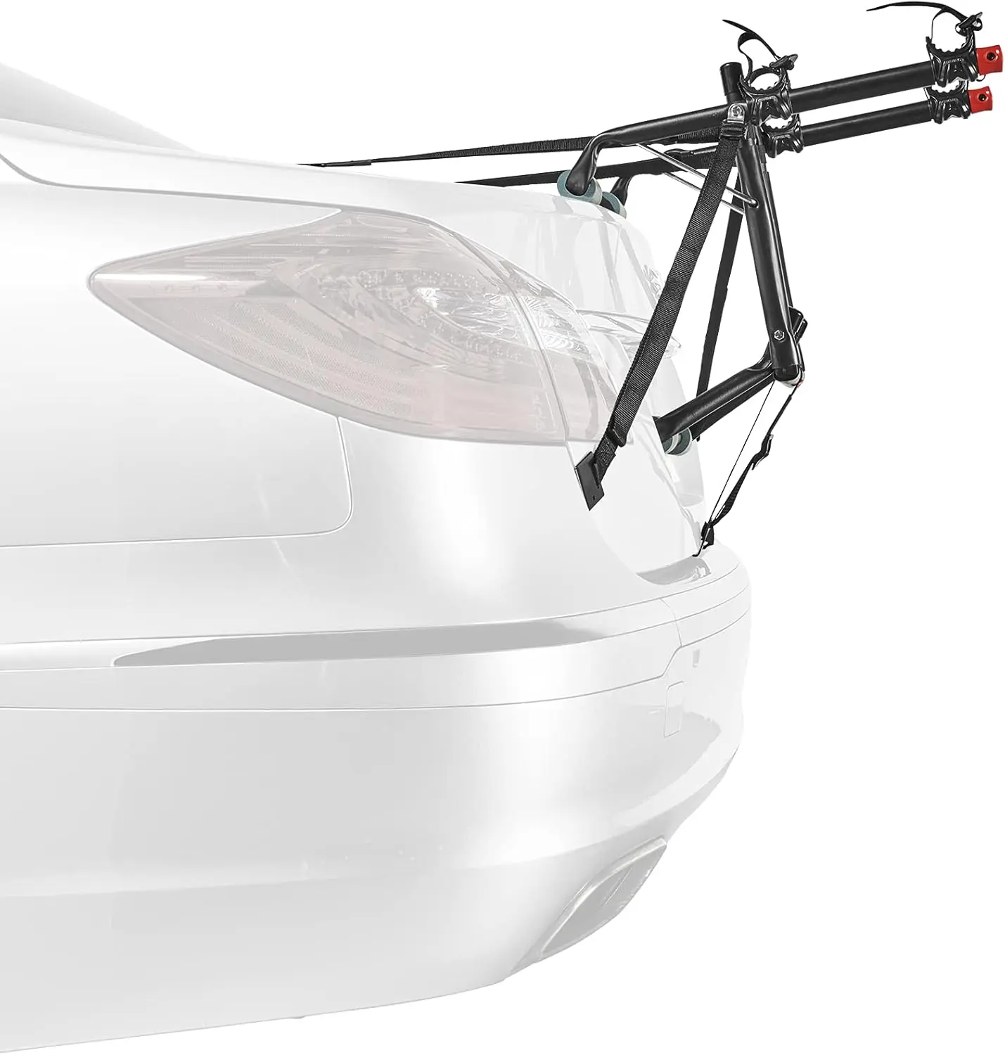 2-Bike Trunk Mount Bike Rack, Deluxe Rear Car Bicycle Carrier, Adjustable Bike Holder for Cars, Sedans & Hatchbacks, Black